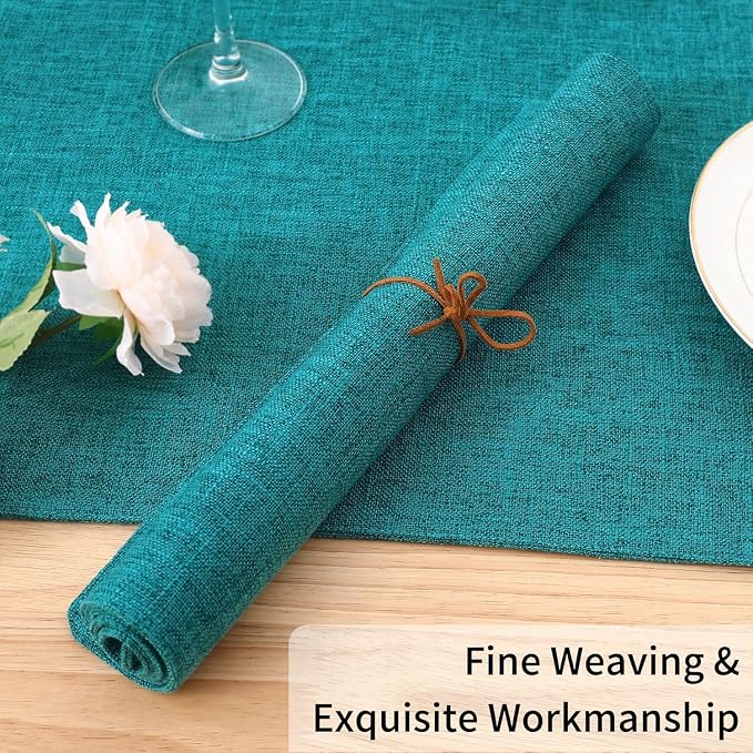 Homaxy Cloths Placemats for Dining Table Set of 8, 13" x 19", Teal | Heat Resistant, Washable, Cotton Linen Blend Table Mats, Easy to Clean Place Mats, Indoor Outdoor