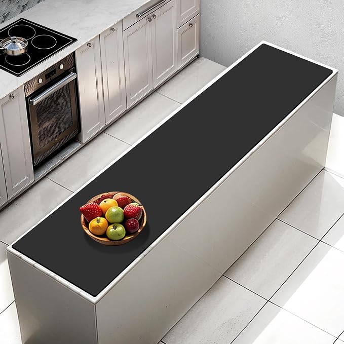 Extra Large Silicone Mat 78.74”x19.69”x0.08”, Multipurpose Silicone Mat Thick Heat Resistant Mat Shipped Rolled Up Kitchen Counter Mat Nonslip Silicone Mats for Kitchen Counter Black | Thick Nonslip Silicone Counter Mat, Waterproof Kitchen Countertop P...