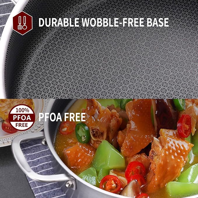 LOLYKITCH 6-Quart Deep Skillet with Lid | 12 Inch | 4-6 Servings | Hybrid Nonstick | Tri-Ply Stainless Steel | Large Frying Pan | Saute Pan | Jumbo Cooker | Oven & Induction Ready