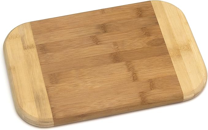 Lipper International Bamboo Wood Two-Tone Kitchen Cutting and Serving Board, Medium, 11-3/4" x 7-3/4" x 3/4"