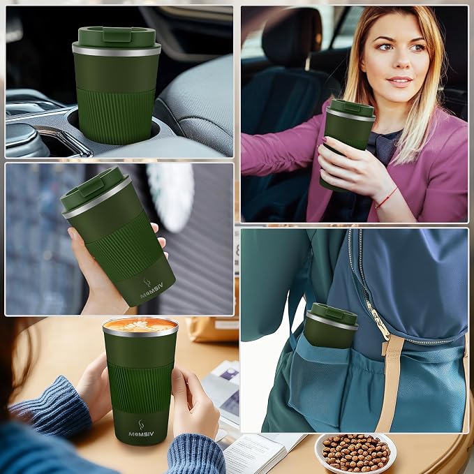 MOMSIV 17oz Travel Coffee Mug, Insulated Coffee Cup with Leakproof Lid | 6-Hour Heat Retention, 360°Leak proof, Vacuum Stainless Steel Double Walled, BPA-free, Reusable And To Go Coffee Mug