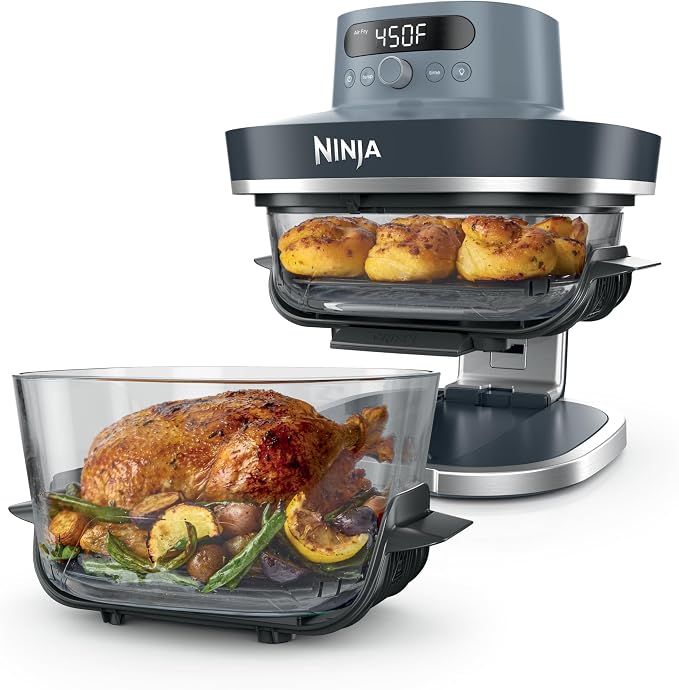 Ninja Crispi Pro 6-in-1 Glass Air Fryer, 450°F, Nontoxic, 6qt & 2.5qt Containers & Lids, Microwave, Freezer, Dishwasher Safe, Max Crisp, Air Fry, Bake, Roast, Recrisp, Dehydrate (Renewed)