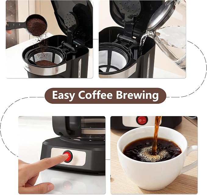 12-Cup Drip Coffee Maker,Auto Keep Warm,Reusable Filter,60Oz Size | Easy-view water tank, pause & pour,Heat-Resistant Coffee Pot, one-touch brewing for home, office, and family gatherings,black