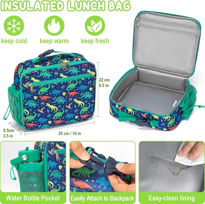 Fimibuke Bento Lunch Box for Kids - Toddler Girls Snack Bento Box Container | with 3 Compartment, 14oz Stainless Steel Water Bottle, Insulated Lunch Bag, Ice Pack Set for Ages 3-12 Daycare, Rainbow Daisy