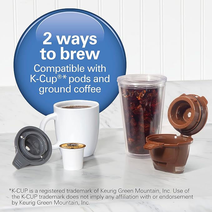 Hamilton Beach Gen 4 FlexBrew Single-Serve Hot & Iced Coffee Maker | Uses Pod Packs or Grounds | 4 Fast Brewing Cup Size Options |50 oz. Removable Reservoir | Black