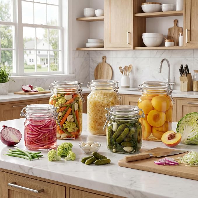 50oz Large Square Glass Jars with Airtight Lids, Wide Mouth Mason Jars 3P | Air Tight Glass Food Storage Containers with Lids Keep Food Dry & Fresh, Best Canister for Flour, Sugar, Cereal, Rice, Coffee