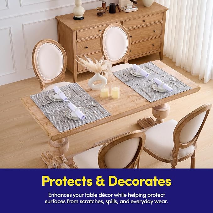 Sweet Home Collection 100% Cotton Placemats for Dining Room Rectangle Two Tone Woven Fabric 13" x 19" Soft Durable Table Mat Set, Set of 4, Gray