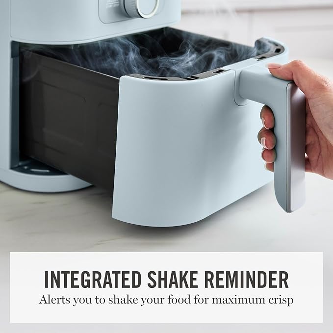 Martha Stewart 6-Quart Air Fryer, 6 Presets, Space Saving, Sky Blue | 3lb Capacity, PFAS-Free Ceramic Nonstick Basket & Tray, Bake, Roast, Broil, Dehydrate, Reheat, Shake Reminder, Heat up to 400