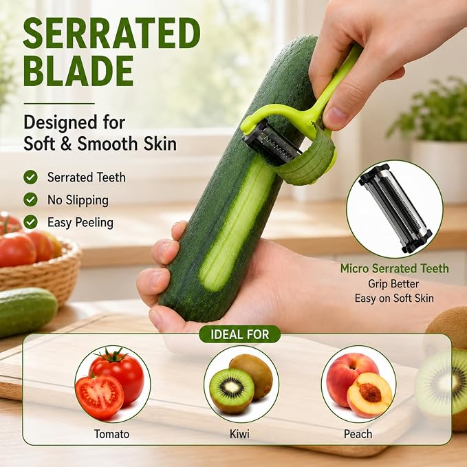 Razor-Sharp 4 In 1 Veggie Peelers For Kitchen Potato Peeler,2PCS I&Y Peeler For Peeling-Slicing-Shredding-Julienning-Excising,Vegetable Peeler With Rotary Stainless Blade& Non-Slip Handle