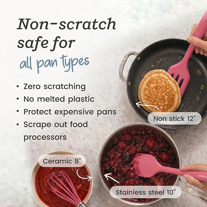 Starpack Flip and Whip Silicone Baking Utensils Set (5-Piece) - LFGB Non Toxic, 600°F Heat Resistant, BPA-Free - Whisk and Rubber Spatula Set with Pastry Brush - Dishwasher Safe, Nonstick Earthy Pink
