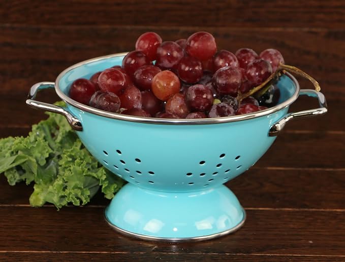 Calypso Basics by Reston Lloyd Powder Coated Enameled Colander, 1 Quart, Turquoise