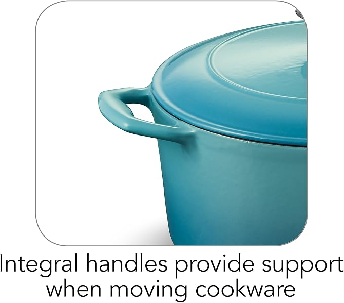 Tramontina Bestow Enameled Cast Iron 5.5-Qt Round Dutch Oven Pot with Lid | Great for Braising, Roasting and Bread Baking - Medium Blue