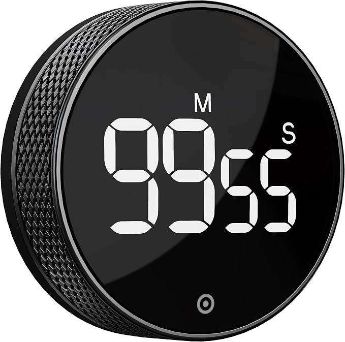 BlueSnail Kitchen Timer with LED Digital Display Smart Efficana for Home Classroom Gym Office, Volume and Brightness Adjustable Productivity Timer (All Black)