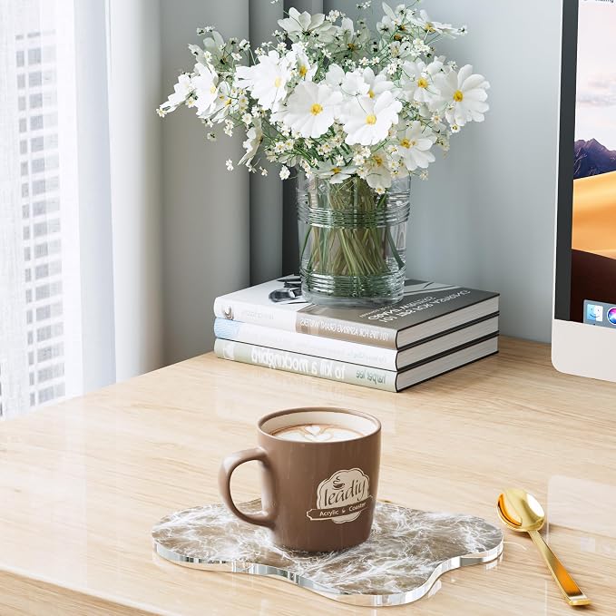 Acrylic Coaster Decorative Plates, Irregular Bar Drink Coaster,Perfect for Tabletop Protection and Accessories Display.（Fog）