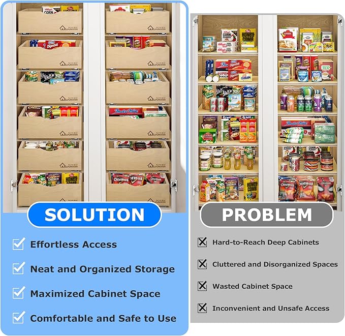 WelFurGeer Soft Close Pull Out Drawers for Kitchen Cabinets, 29" W x 21" D Pull Out Cabinet Organizer, Premium Birchwood Pull-Out Cabinet Drawers, Heavy-Duty Cabinet Organizer for Home & Kitchen