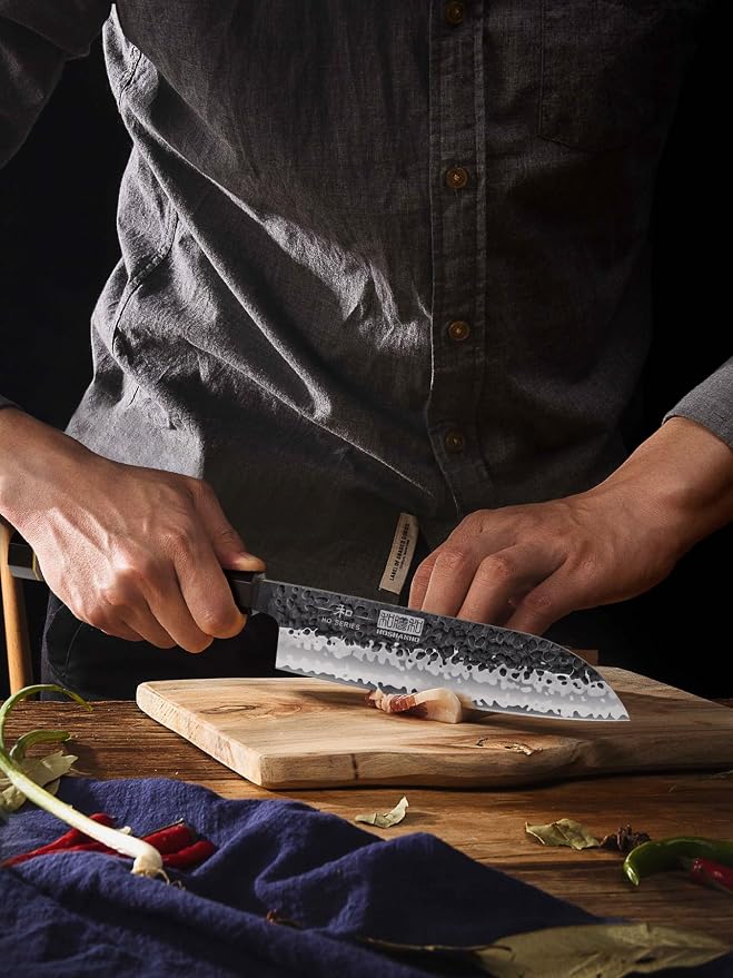 HOSHANHO 7" Santoku Knife, Japanese High Carbon Steel Kitchen Chef Knife | Ultra Sharp Chef's Santoku Knife for Vegetable Chopping, Slicing, Professional Kitchen Knives with Octagonal Rosewood Handle