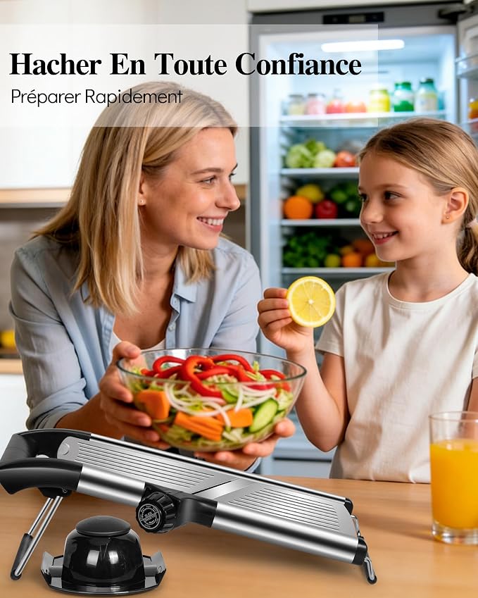 MASTERTOP Adjustable Mandoline Food Slicer,Vegetable Slicer Fruit Cutter | Stainless Steel Mandoline Slicer, Julienne Slicers for Kitchen Onion Potato, Tomato, Vegetable, and Fruit, Dishwasher Safe