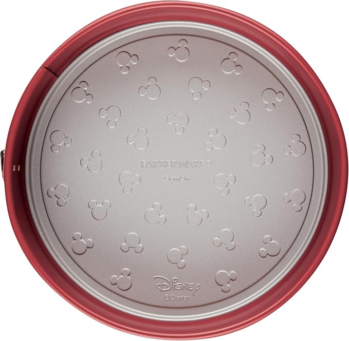 Farberware Disney Bake with Mickey Mouse Bakeware Nonstick Springform Baking Pan/Nonstick Springform Cake Pan/Nonstick Cheesecake Pan, Round, 9 Inch - Red and Gray