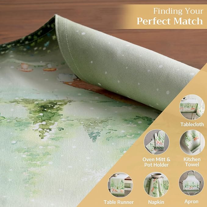 Maison d' Hermine Placemats Set of 4 Reusable 100% Cotton (13"x19") | Cloth Place Mats Washable Table Mats for Kitchen Dining Party Wedding Hotel Home Thanksgiving Christmas - Winter Mornings