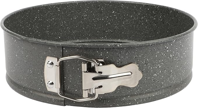 David Burke 9" Springform Pan – Carbon Steel Cheesecake Mold with Removable Bottom, Oven Safe, PFTE & PFOA Free – Gray Speckle