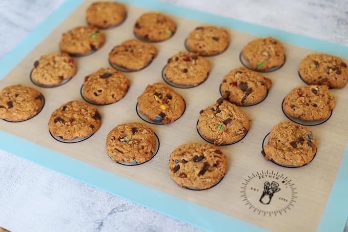Macaron Baking Mat Silicone Non Stick, 3/4 Sheet Reusable Pack of 3 Blue | Non-Stick Macaron Mat for Easy Baking, Heat Resistant & Dishwasher Safe, Reusable & Eco-Friendly, For Cookies & More, 13x19”