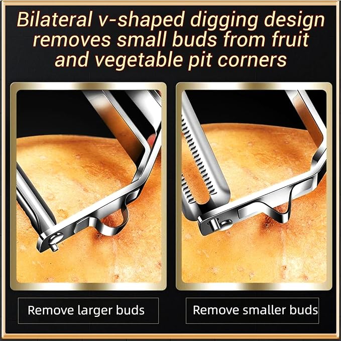 Y-Shaped Vegetable Peeler Wooden Handle Stainless Steel for Fruit | Multifunctional Peeler,Sharp Serrated Blade,Built-In Potato Eye Remover,Ergonomic Non-slip Grip for Fruit Veggie Potato