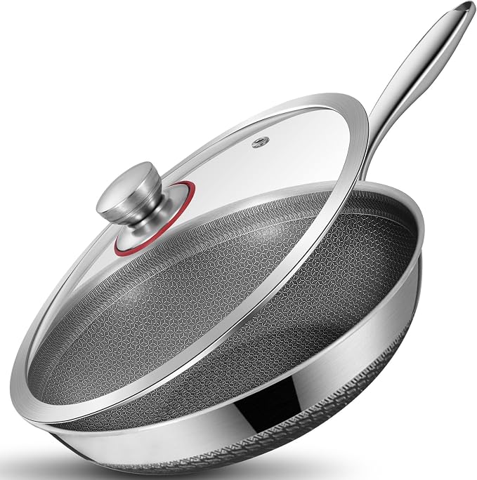 LOLYKITCH 3-Quart Deep Skillet with Lid | 10 Inch | Riveted Handle | Hybrid Nonstick | Sauté Pan | Dishwasher & Oven Safe | 2-3 Servings | Induction Compatible