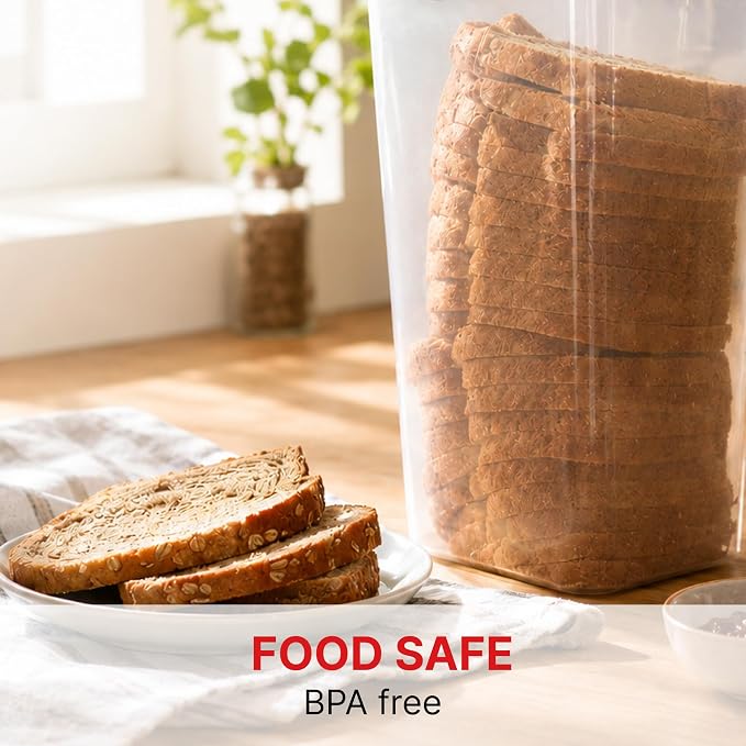 Tafura Bread Container, 5.8 L, Airtight BPA-Free Bread Storage Box | Holds homemade loaves, sandwich bread, artisan loaves, bagels, rolls, and other baked favorites.