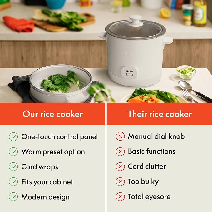 bella 16-Cup Rice Cooker and Steamer, Oatmilk