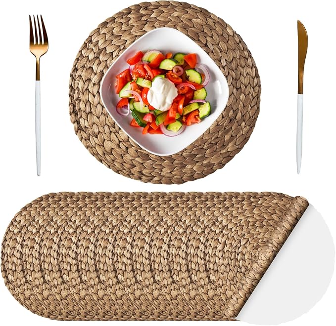 Sinmoe 100 Pcs Disposable Paper Placemats Bulk,Brown,Woven | Paper Charger Place Mat Party Charger Plates Table Place Mats for Dinner Wedding Birthday Baby Shower Spring Dining Tableware