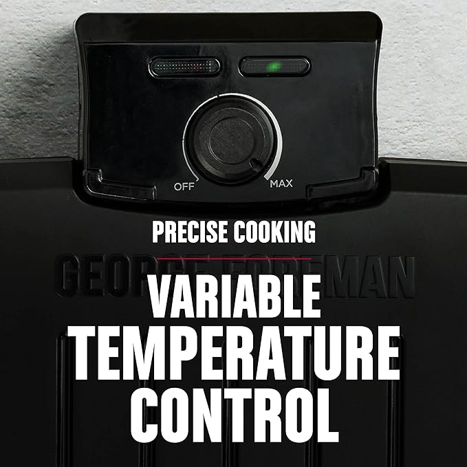GEORGE FOREMAN® Contact Submersible™ Grill, 5-Serving Grill - Adjustable Temperature Control, Black Plates, Wash the entire grill | Fully submersible grill with dishwasher-safe design, fast preheat and durable nonstick plates for easy cleanup.