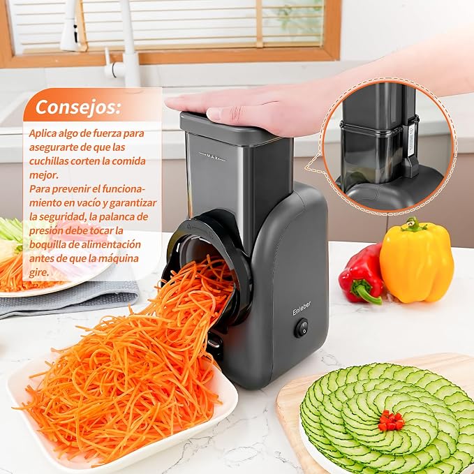 Electric Cheese Grater Rotary Slicer-One-Touch Control Vegetable Slicer, Nuts Grinder Cheese Shredder for Home Kitchen Use, 6 Replaceable Stainless Steel Blades(Black) | One-Touch Control Shred Cheese Slice Veggies & Grind Nuts, Practical Kitchen Cooki...
