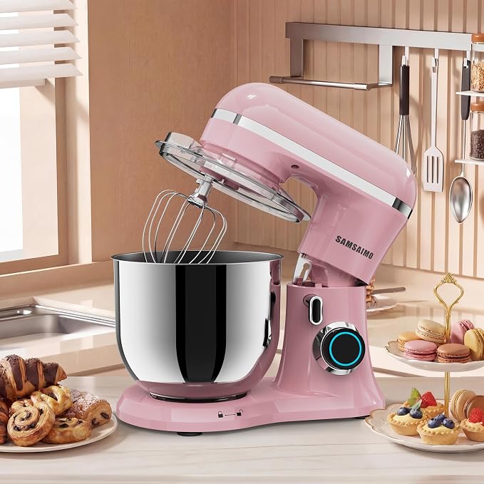 Stand Mixer, 6.5QT Tilt-Head Electric Kitchen Mixer 660W, 10-Speed Household food mixer with 304 Stainless Steel Bowl, Bread Cake Mixer include Dishwasher Safe Dough Hook, Beater and Whisk