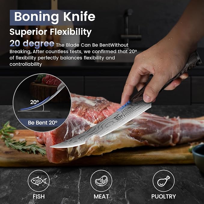 Butcher Knife Set, Cleaver, Breaking & Boning Knife for Meat & BBQ | Japanese Style High Carbon Steel Kitchen Knives Set for Brisket Slicing, Wenge Wood Full Tang Ergonomic Handle, Ideal Gift