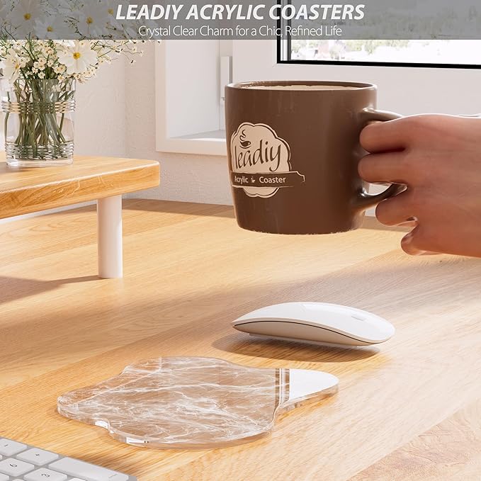 Acrylic Coaster Decorative Plates, Irregular Bar Drink Coaster,Perfect for Tabletop Protection and Accessories Display.（Fog）