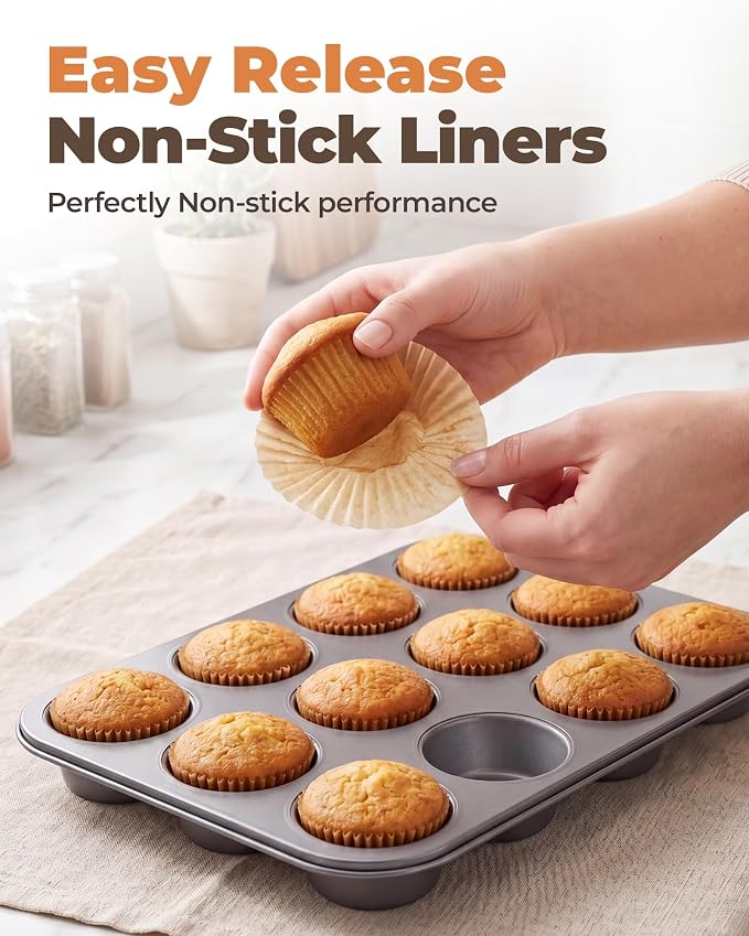 Bake Choice 200pcs Standard Cupcake Liners for Baking, Muffin Liners | Non-stick, Natural, Food-grade, Greaseproof Parchment , Cupcake Wrapper for Party, Christmas, Gift
