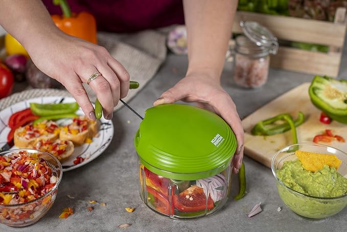 Kuhn Rikon Pull Chop Chopper/Manual Food Processor with Cord Mechanism, Green, 2-Cup