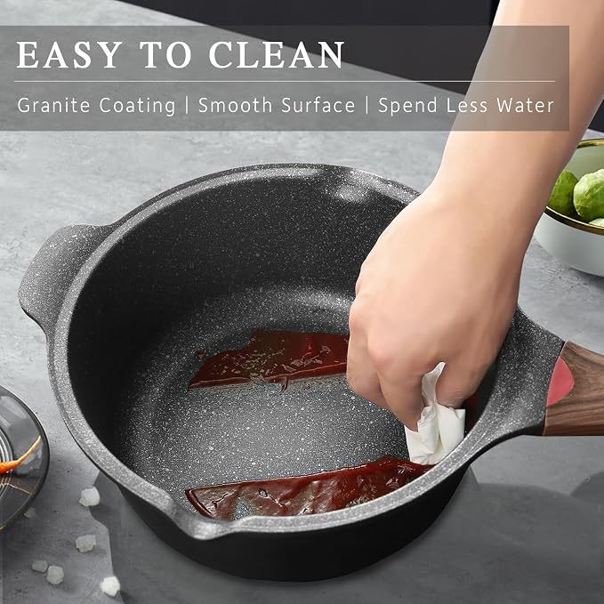 Vinchef 4QT Nonstick Stockpot with Lid, Large Saucepan, Black | PFAS/PFOA-free, stay-cool handle, dishwasher-safe, induction-compatible, scratch-resistant surface for lasting daily use