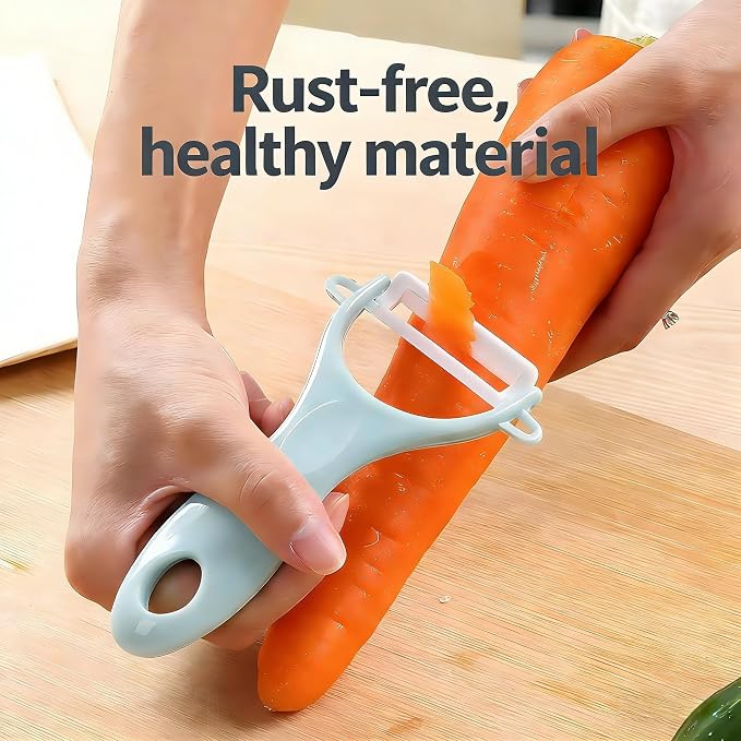 2-Pack Ceramic Y-Peeler Set - Sharp Rust-Proof Vegetable & Fruit Peelers, Blue