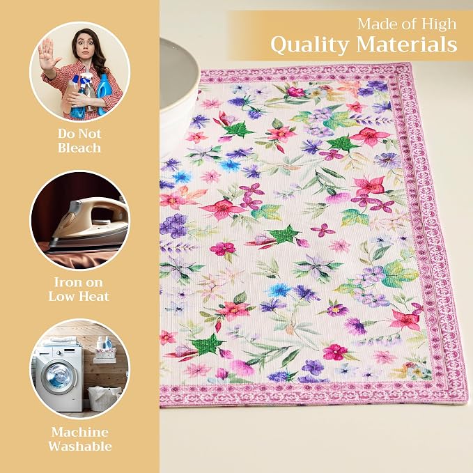 Maison d' Hermine Placemats Set of 4 Reusable 100% Cotton (13"x19") | Cloth Place Mats Washable Table Mats for Kitchen Dining Party Wedding Hotel Home Restaurant Spring Summer - Chardon