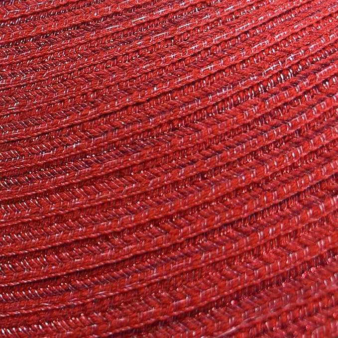 AHHFSMEI Round Braided Placemats Set of 6 Woven Table Mats for Dining Table Heat Resistant Easy to Clean Perfect for Kitchen & Home Decor (Christmas Red)