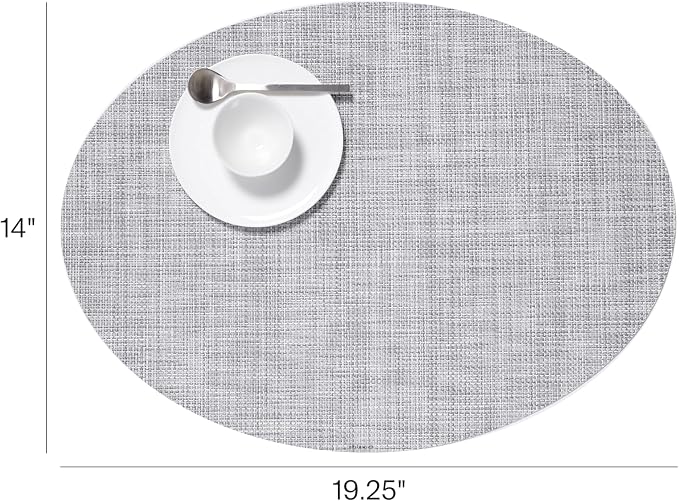 Chilewich Mini Basketweave Placemats, Woven Oval Placemats Set of 4 | Reusable, Stain-Resistant, Indoor/Outdoor Tabletop Protection, Mist, 14" x 19.25"