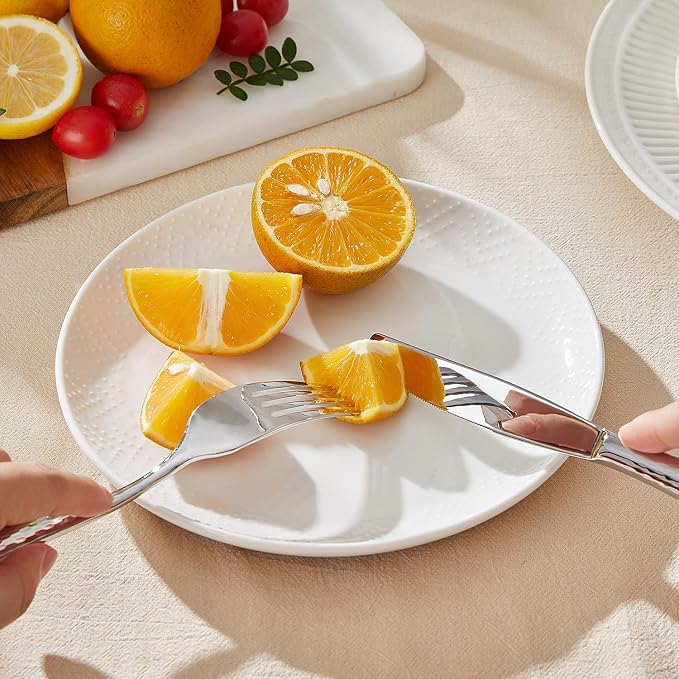 Hammered Flatware Set, 60-Piece 18/10 Stainless Steel Silverware | Heavy Duty Construction, Mirror Polished Finish, Dishwasher Safe, Elegant Utensil Set for Home, Restaurant & Occasions