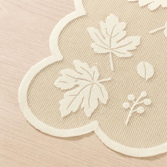 Artoid Mode Beige Maple Leaves Lace Fall Placemats Set of 4, 11x17 Inch Table Mats for Thanksgiving Party Dining Table Decoration