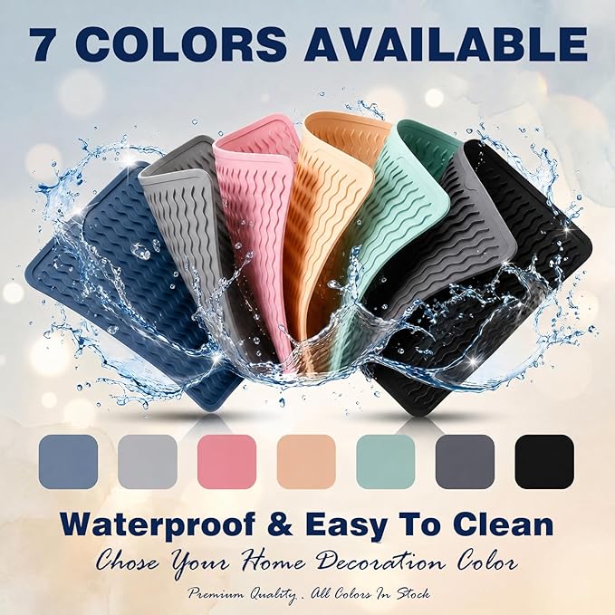 2 Pack Caketime Silicone Dish Drying Mat for Kitchen Counter Cooking Baking Under Sink Protector Espresso Machine Accessories Stone Rack Trays Drain Extra Large 24"x18"