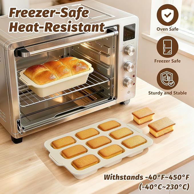 Silicone Bread Loaf Pan Set: 9.5 x 5 Inch Loaf Mold with Metal Frame | Nonstick Mini Bread Pan for Homemade - for Baking Banana Rye Cornbread Meatloaf Oven - Brownie Tray for Home Baker Toeusog