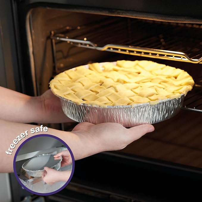 MATANA 40 Pack 9 Inch Round Aluminum Foil Pie Pans with Lids, Pie Tins Disposable for Cinnamon Rolls, Baking Tarts & Cakes, Pie Pan For Cooking, Storage, Roasting & Reheating