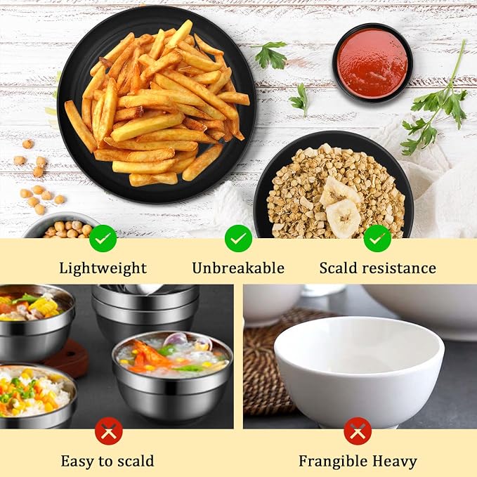 Wheat Straw Dishes Set 16 PCS, Service for 4,Unbreakable and Ruseable Plastic Dinnerware Sets,Dishwasher & Microwave Safe Plates Set for Kitchen,Camping,Dorm,Dessert Plates, Drinking Glasses（Black）
