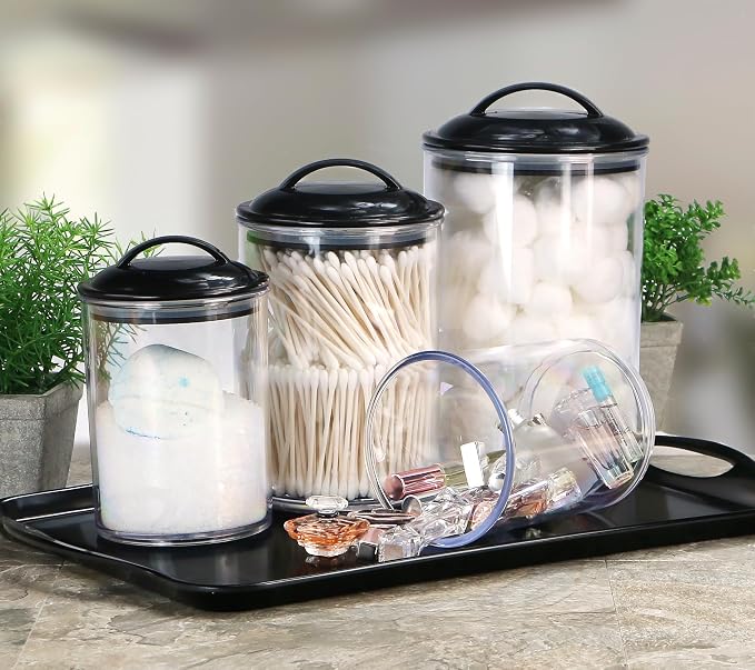 Food Storage Containers, BPA Free Airtight Canisters for Cereal, Pasta, Sugar, Coffee, Flour, Cookies, Loose Tea, for Kitchen Organization, Set of 3 by Reston Lloyd, Red