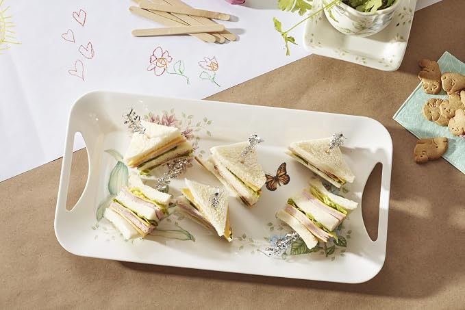 Lenox Butterfly Meadow Melamine Serving Tray | lightweight, bpa-free, dishwasher safe | 15.25 inch length | floral entertaining, food tray, gift for women